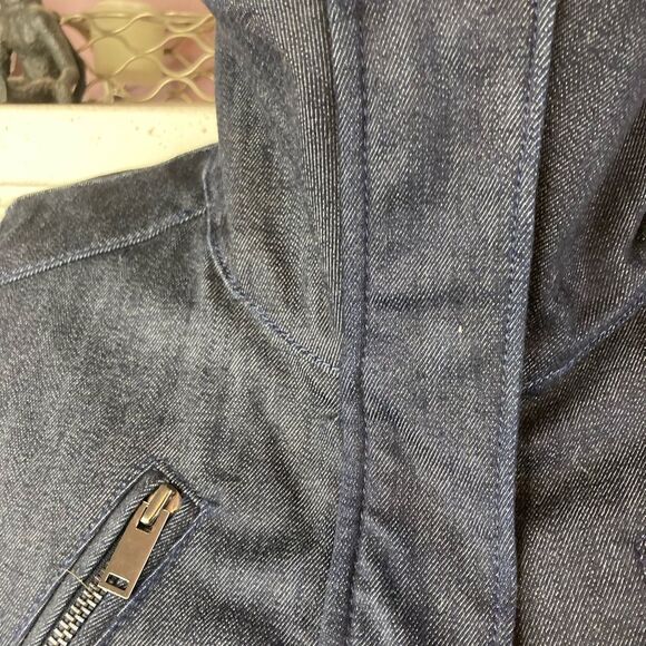 Ann Taylor Motorcycle heavier Denim Jacket that zips to neck, snaps to neck - Picture 14 of 15